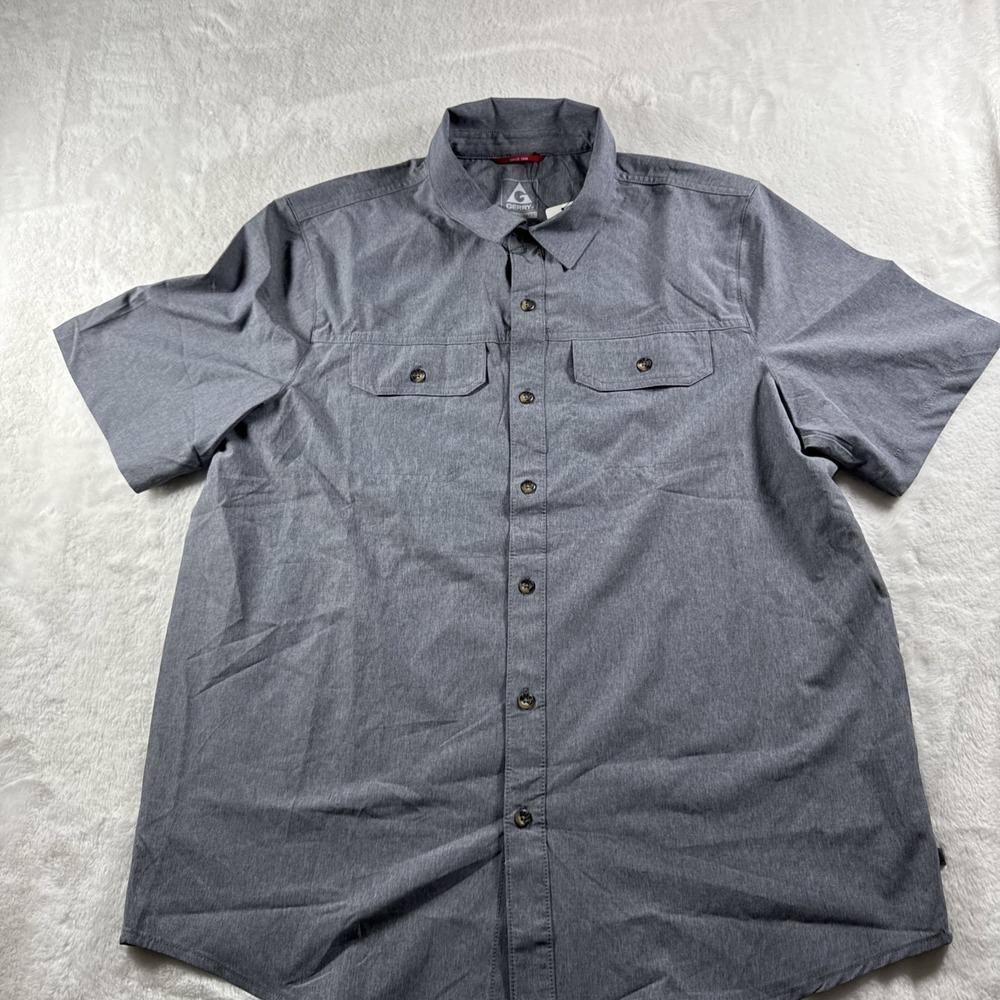 Gerry Mens Short Sleeve Woven Camp Shirt Blue XL 1560863 Outdoor Travel Button